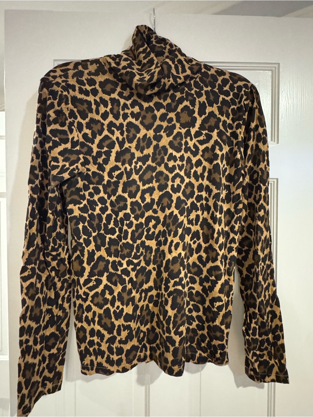 J. Crew Leopard Print Turtleneck Long Sleeve Top - Brown/Black